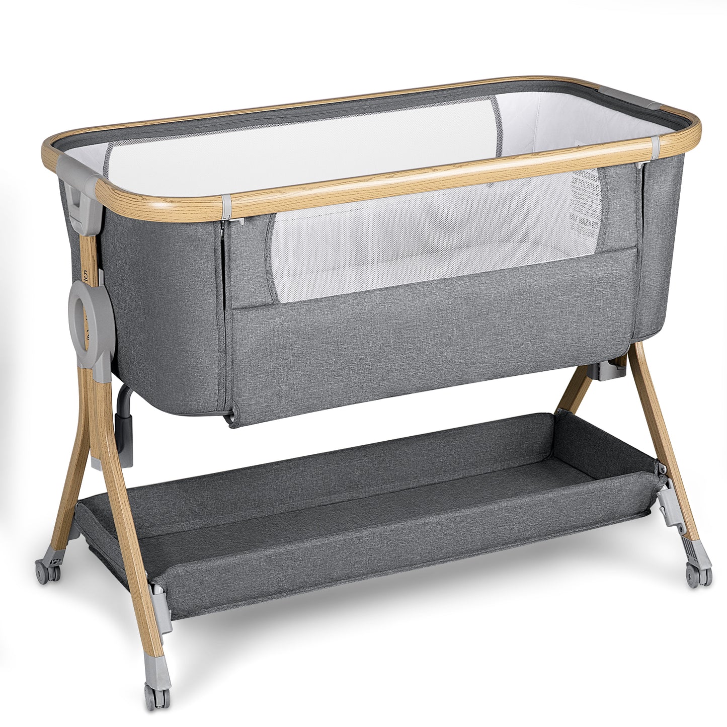 Baby Bassinet Bedside Sleeper, Baby Bed to Babies Cradle, Adjustable 5-Level Height Portable Bed for Newborn/ Infant/ Baby Boy/ Baby Girl (Light Gray)