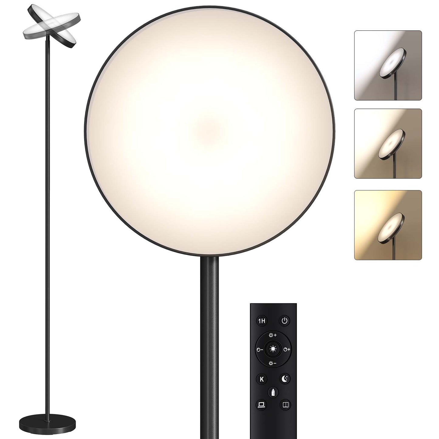 Floor Lamp, 3000LM Bright Floor Lamp for Living Room, LED Modern Tall Floor Lamp with 2700K-6000K Stepless Dimming, 69" Standing Lamp with Remote & Foot Switch for Bedroom Office