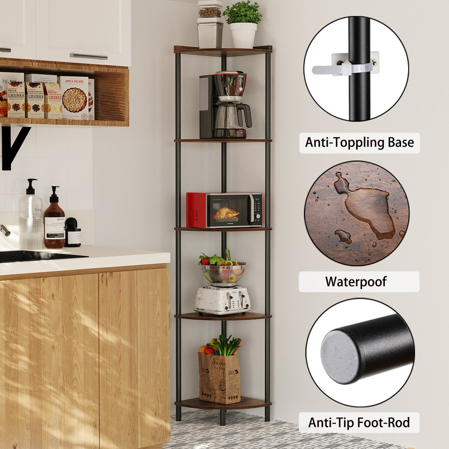 SUNMORY Corner Shelf Stand, Corner Bookshelf Plant Stand