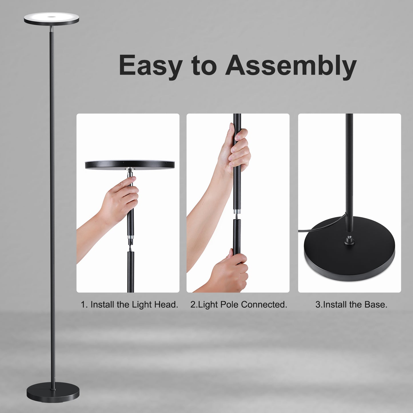 SUNMORY Floor Lamp with Remote Control, 32W/3000LM Super Bright Corner Lamp, 69" Tall Torchiere Standing Lamp with Stepless Dimmable, Modern LED Floor Lamps for Living Room, Bedroom, Office