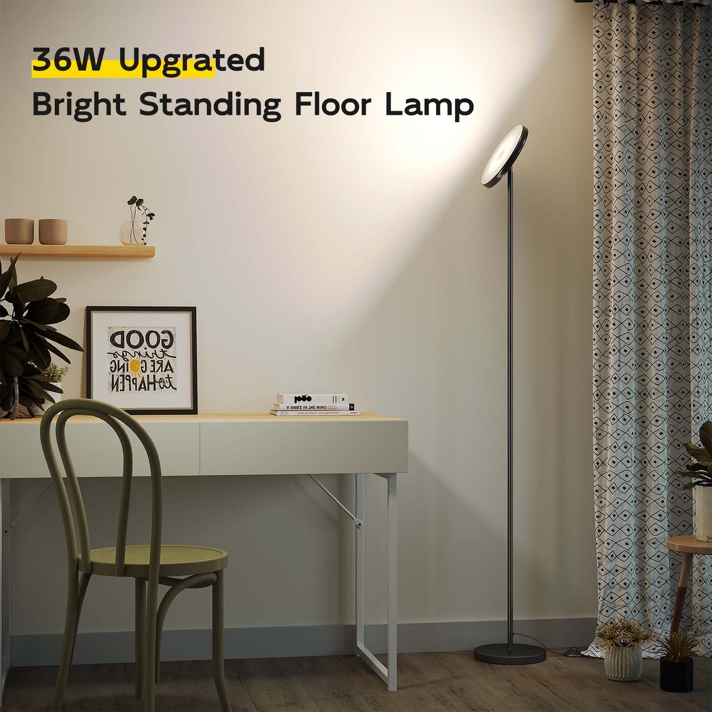 Floor Lamp, 3000LM Bright Floor Lamp for Living Room, LED Modern Tall Floor Lamp with 2700K-6000K Stepless Dimming, 69" Standing Lamp with Remote & Foot Switch for Bedroom Office