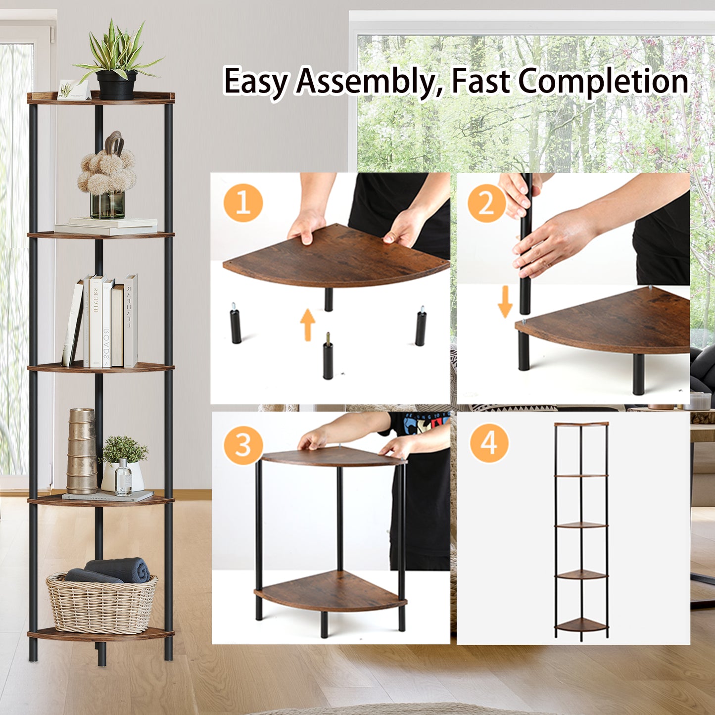 SUNMORY Corner Shelf Stand, Corner Bookshelf Plant Stand