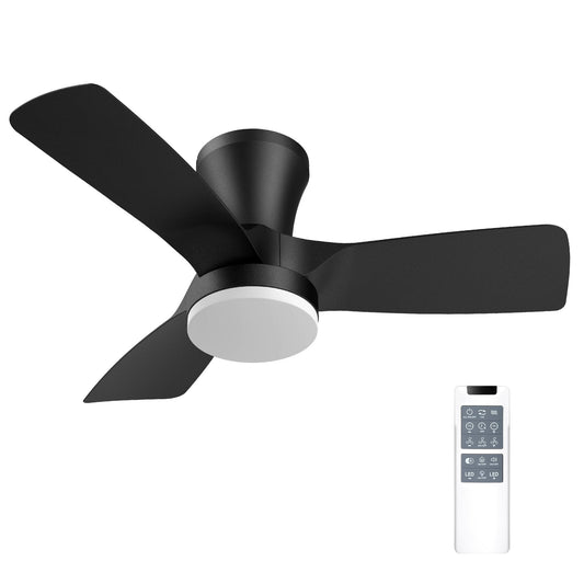 SUNMORY Ceiling Fans with Lights and Remote, 30 inch Low Profile Ceiling Fan with Light, Modern Flush Mount Ceiling Fan for Bedroom/Kitchen/Dining Room/Patio, 6 Wind Speeds, Dimmable,