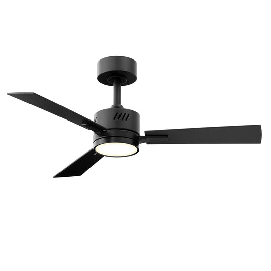 SUNMORY Ceiling Fans with Lights and Remote, 42 Inch Low Profile Ceiling Fan with Light, Reversible DC Motor, Dimmable LED, 3CCT, Quiet, Modern Ceiling Fan for Bedroom/Living Room/Patios, Black