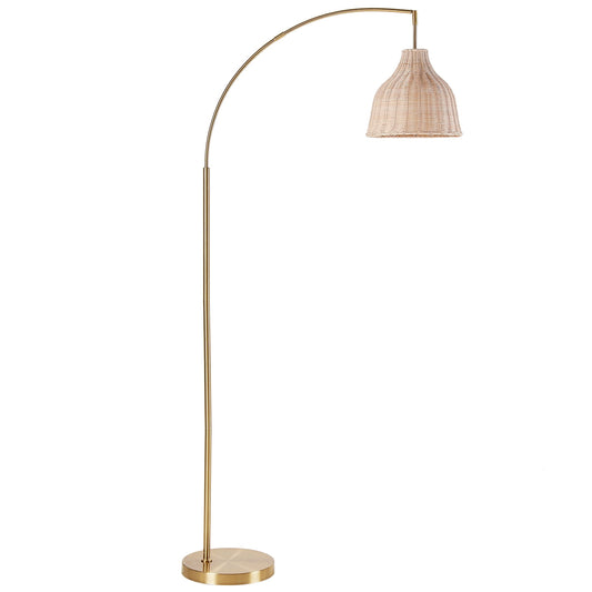 SUNMORY Arc Floor Lamp for Living Room with Rattan