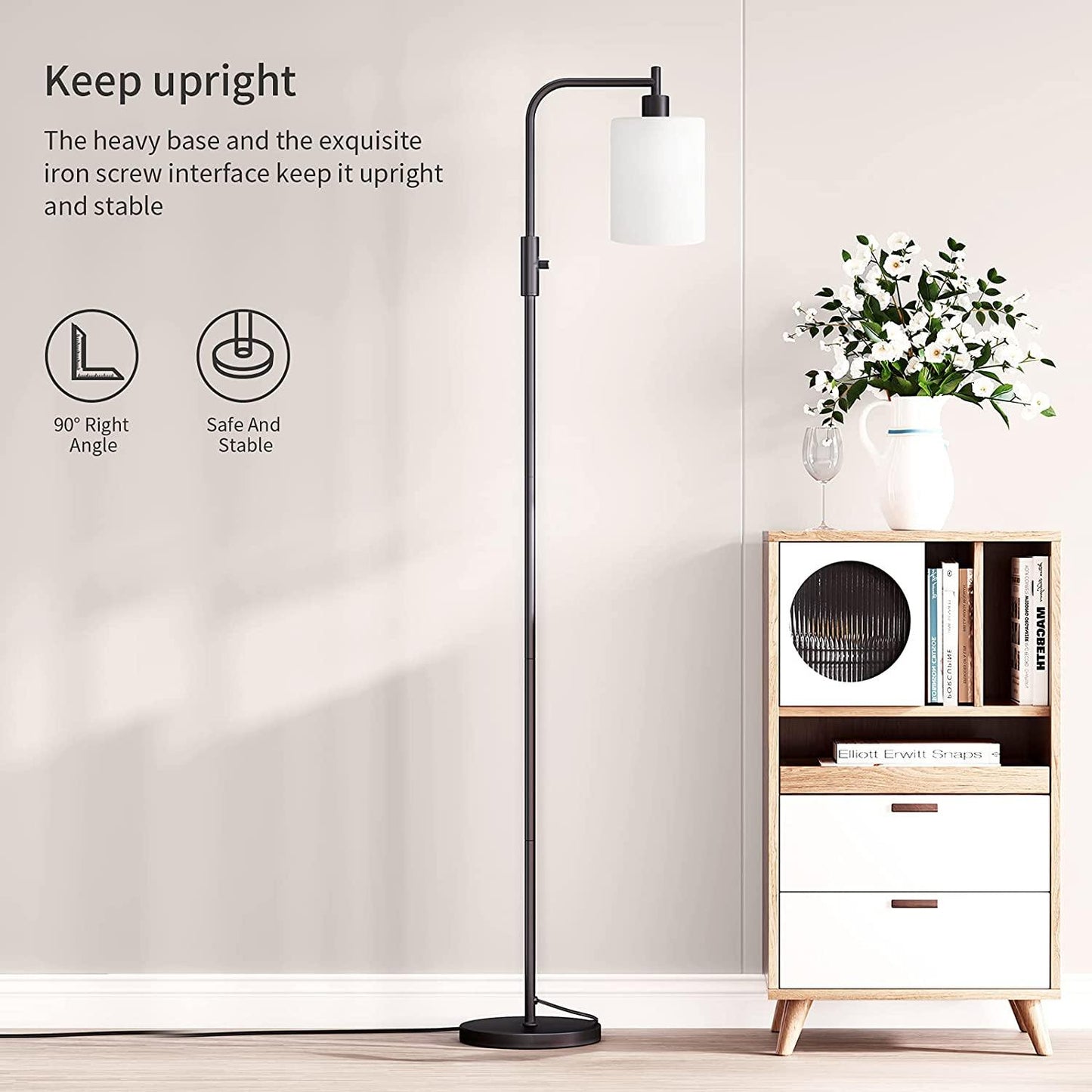 SUNMORY Industrial Floor Lamp black keep upright